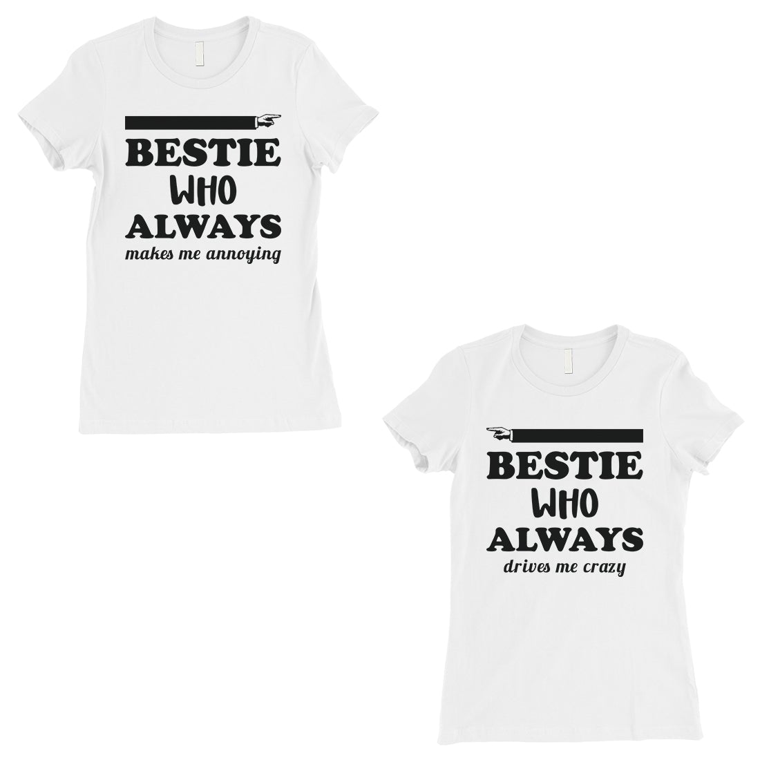 Bestie Always BFF Matching T-Shirts Womens White Cute Graphic Shirt