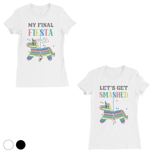 Final Fiesta Smashed Pinata BFF Matching Shirts Womens Happy Cool White