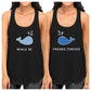 Whale Be Friend Forever BFF Matching Black Cotton Summer Tank Top