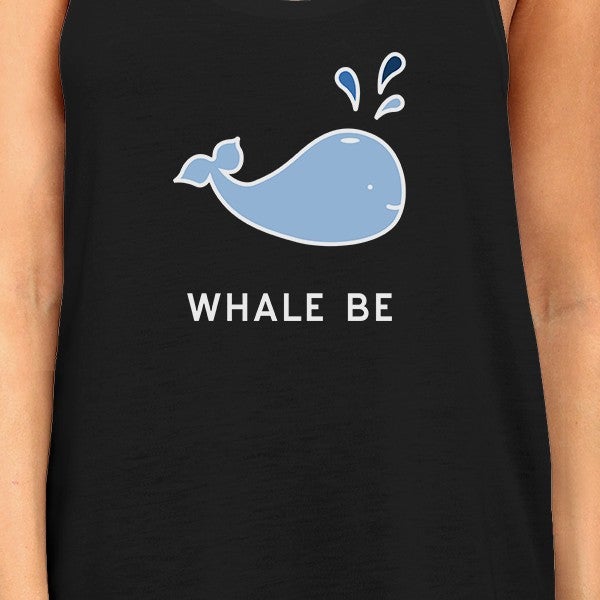 Whale Be Friend Forever BFF Matching Black Cotton Summer Tank Top