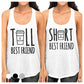 Tall Short Cup Best Friend Gift Shirts Womens Matching Tank Tops White