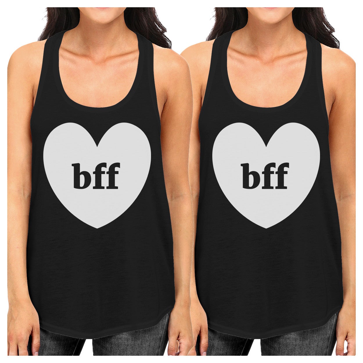 Bff Hearts BFF Matching Black Tank Tops