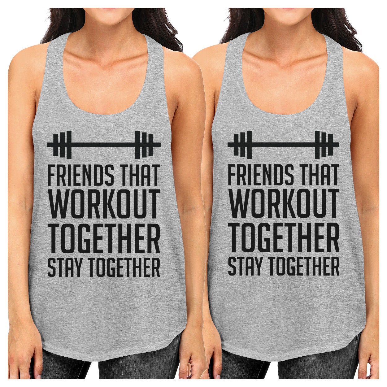 Friends That Workout Together BFF Matching Grey Tank Tops