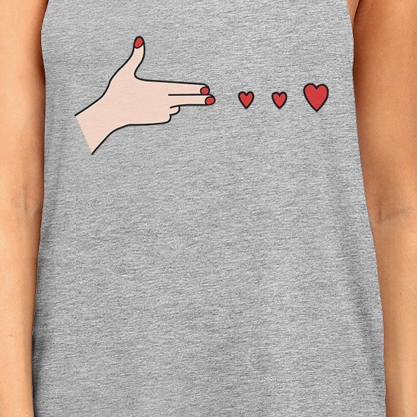 Gun Hands With Hearts BFF Matching Grey Tank Tops