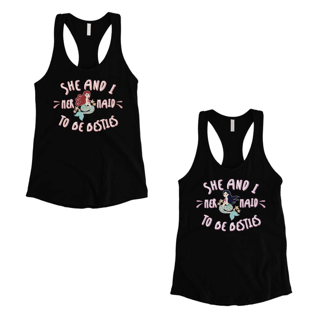 Mermaid To Be Besties Best Friend Matching Tank Tops For Womens Black