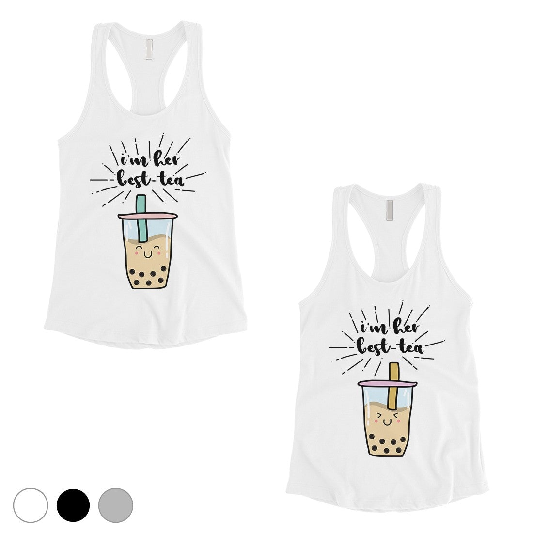 Boba Milk Best-Tea Cute Best Friend Matching Tank Tops For Womens White