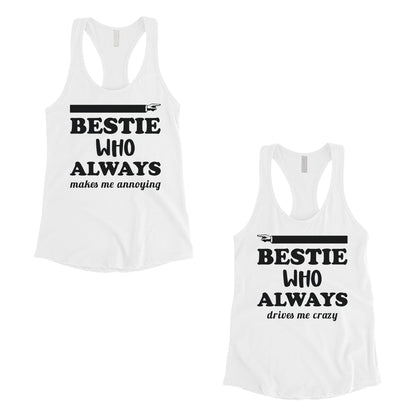 Bestie Always Womens BFF Matching Tank Tops Cute Best Friend Gifts White
