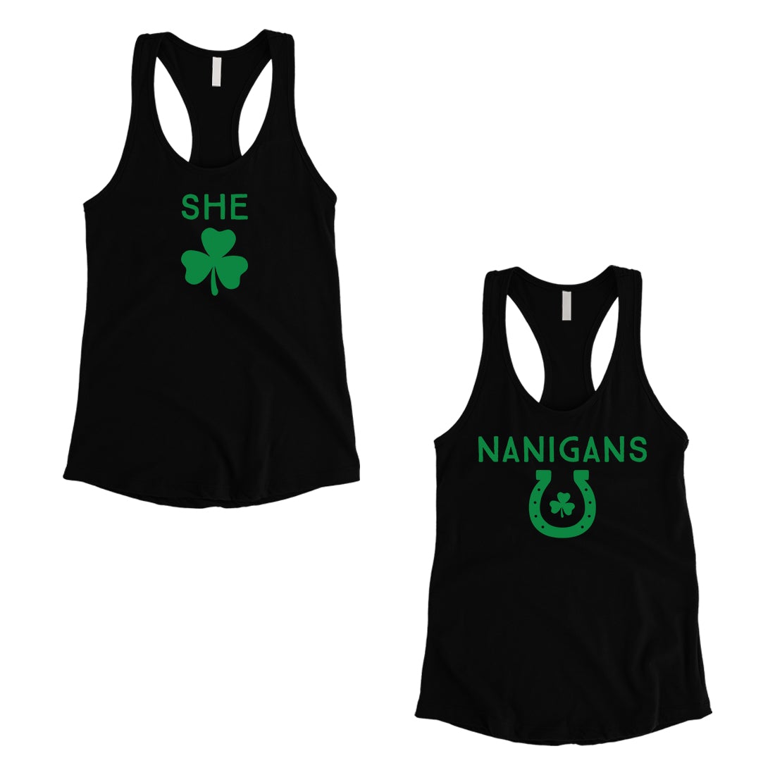 Shenanigans Womens St Patrick's Day Matching Tank Tops BFF Gifts Black