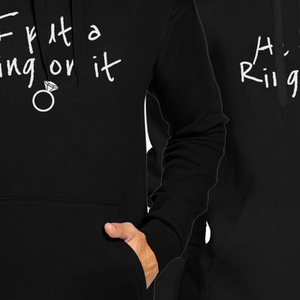 Ring On It Couple Hoodies Engagement Photo Shoot Matching Outfits Black