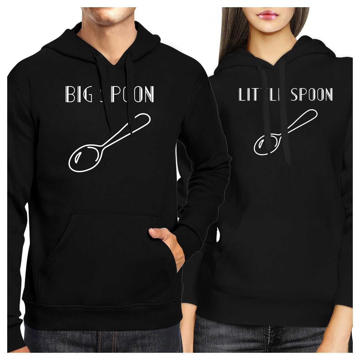 Big Spoon And Little Spoon Couple Hoodies Matching Christmas Gift Black
