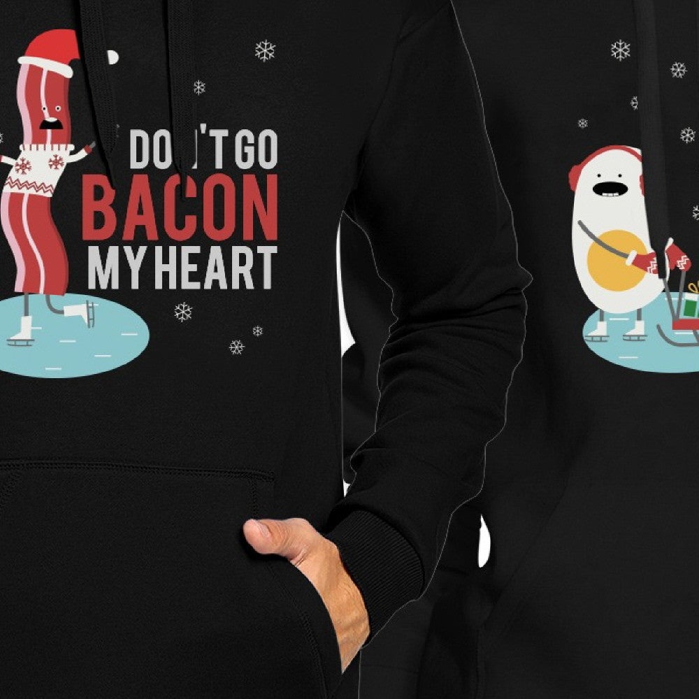 Bacon And Egg Winter Version Couple Hoodies Cute Holiday Gift Ideas Black