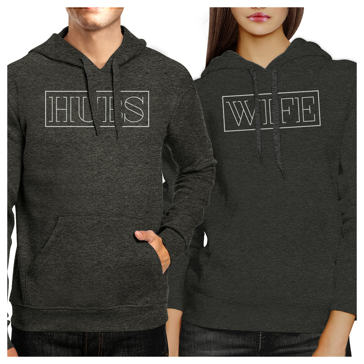 Hubs And Wife Matching Couple Dark Grey Hoodie