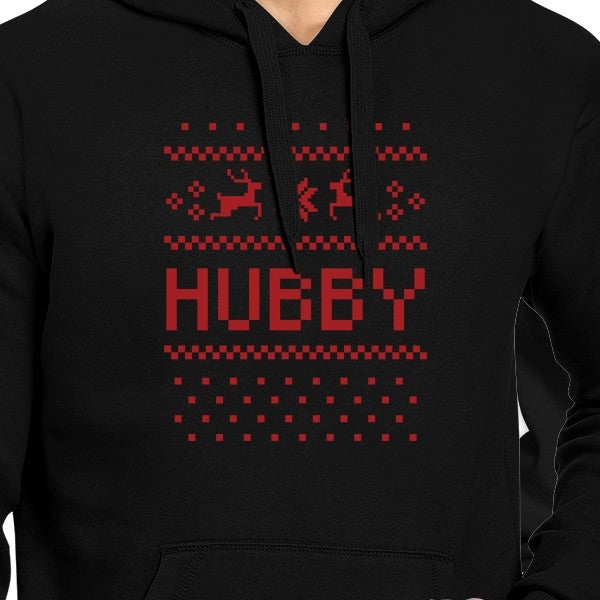 Pixel Nordic Hubby And Wifey Matching Couple Black Hoodie