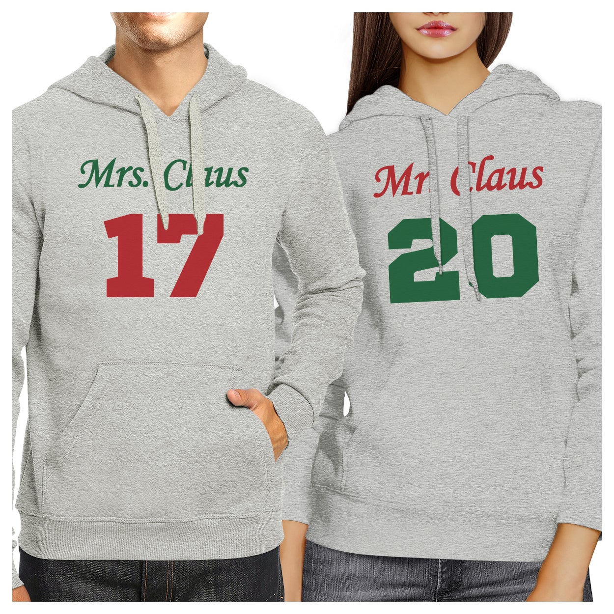 Mr. And Mrs. Claus Matching Couple Grey Hoodie