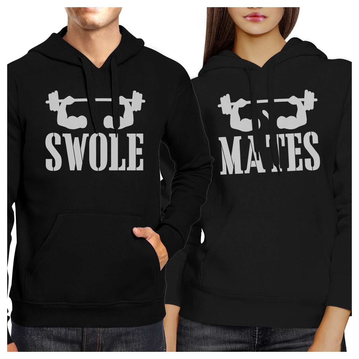 Swole Mates Black Matching Hoodies Pullover Gift For Fitness Couple
