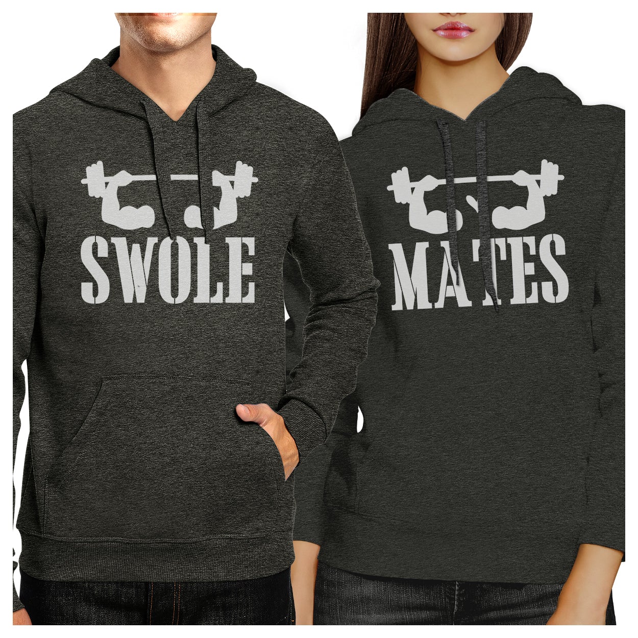 Swole Mates Cool Grey Matching Hoodies Pullover Hooded Sweatshirts