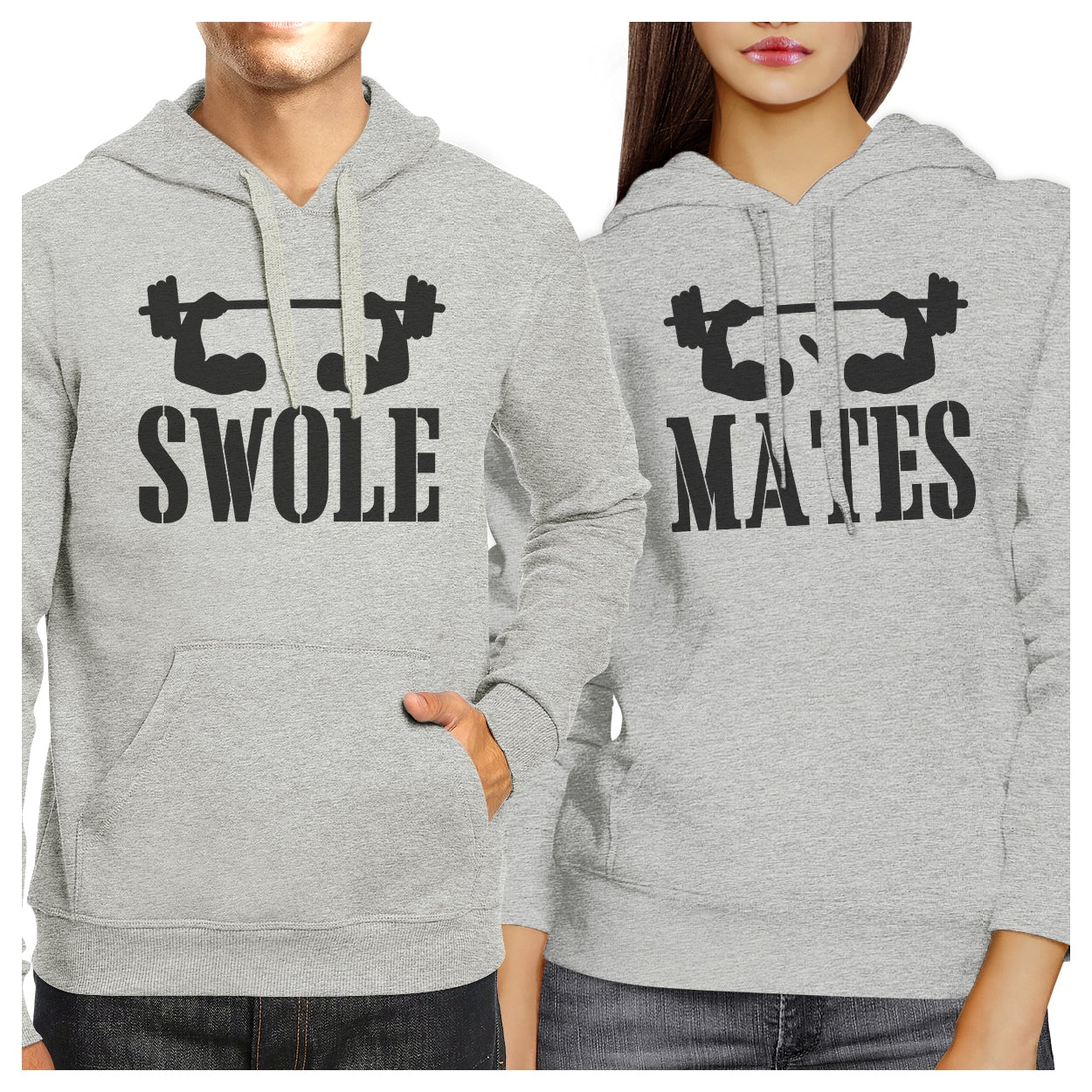 Swole Mates Grey Matching Hoodies Pullover Funny Fitness Gym Gifts