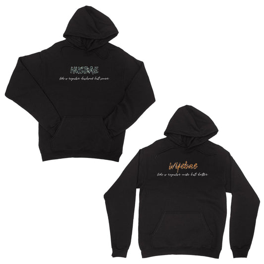 Husbae Wifebae Leopard Military Black Matching Couple Hoodies Gift Black