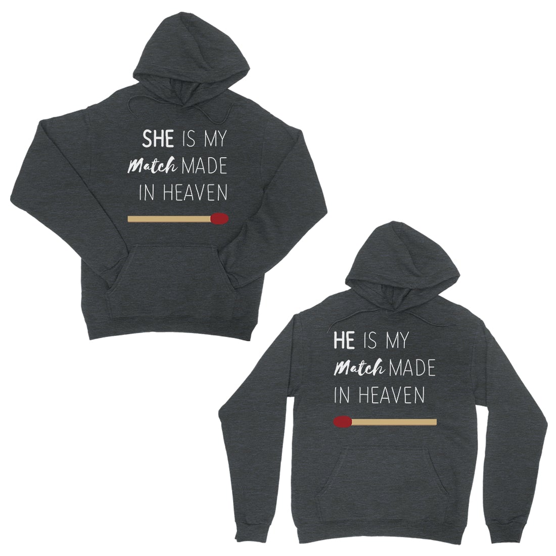 Match Made In Heaven Dark Grey Matching Hoodies Cute Couples Gift