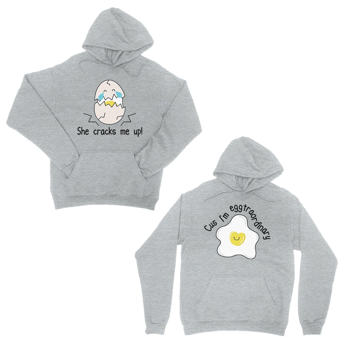 Egg & Eggtraordinary Grey Matching Hoodies For Valentine's Day Gift