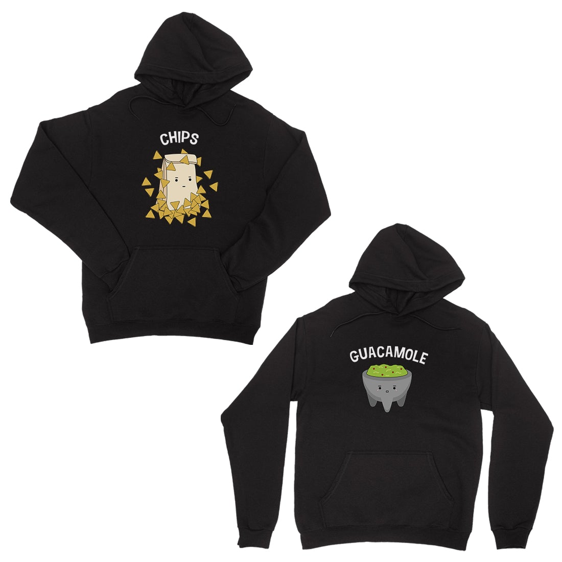 Chips & Guacamole Black Matching Couple Hoodies For Christmas Gift
