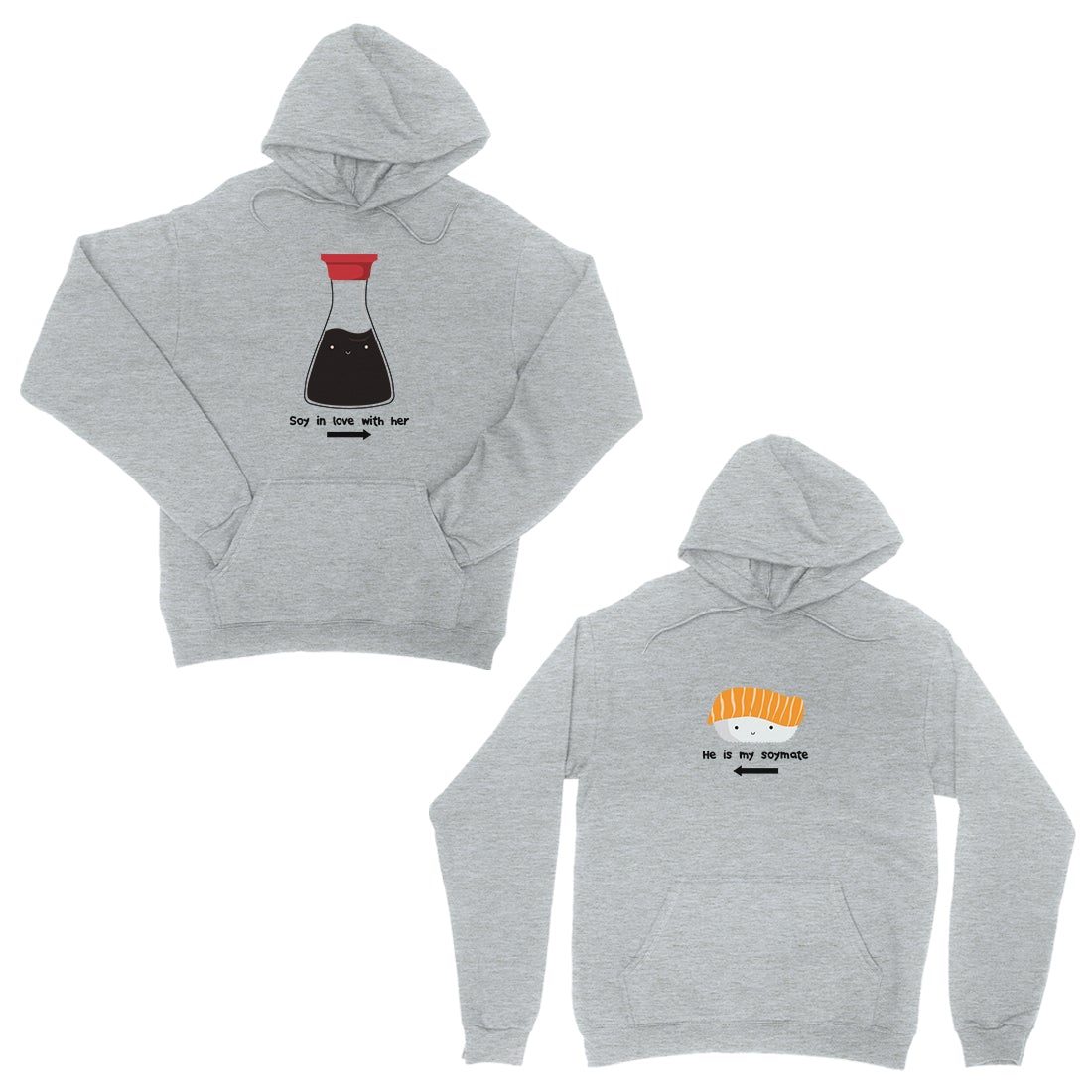 Sushi & Soy Sauce Grey Matching Hoodies Funny Anniversary Gift Idea