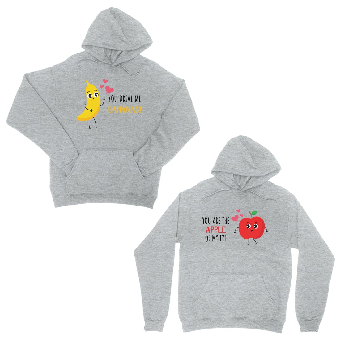 Drive Me Bananas Grey Matching Hoodies Pullover For Valentine's Day