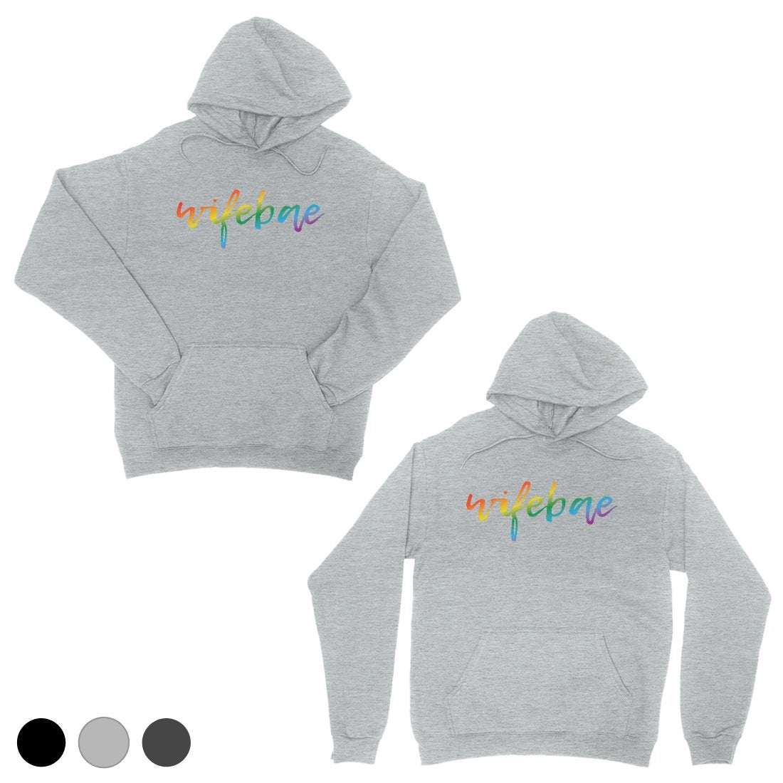 LGBT Wifebae Wifebae Rainbow Grey Matching Couple Hoodies