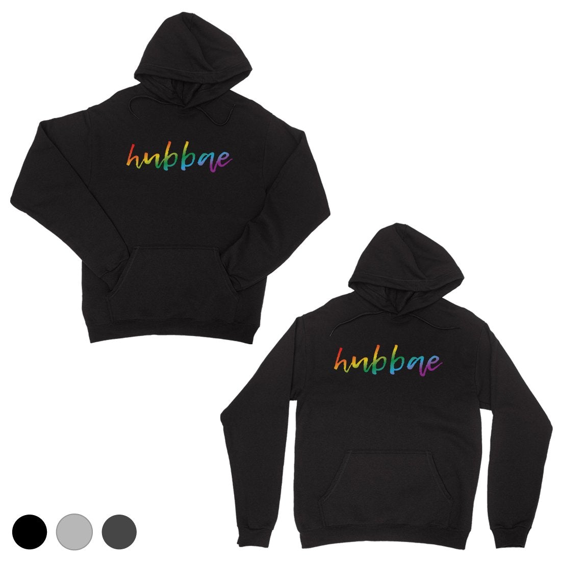 LGBT Hubbae Hubbae Rainbow Black Matching Couple Hoodies