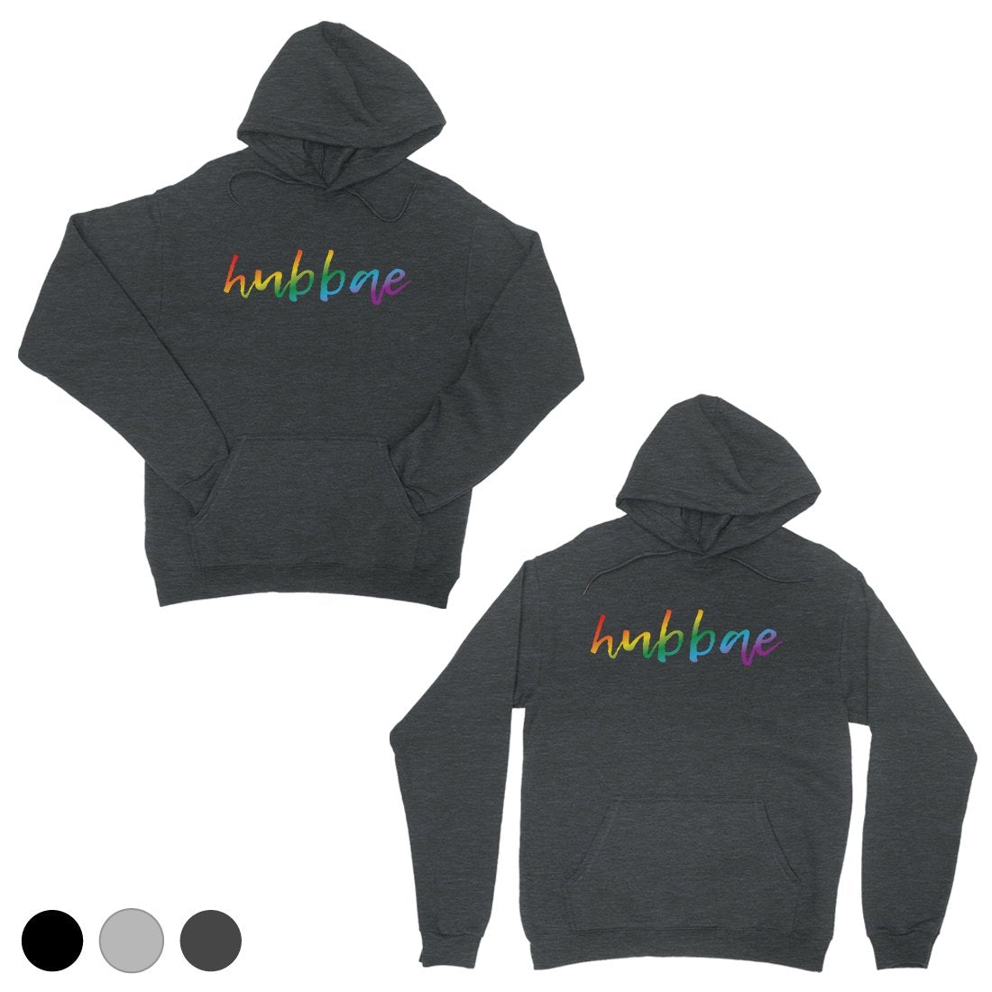 LGBT Hubbae Hubbae Rainbow Cool Grey Matching Couple Hoodies