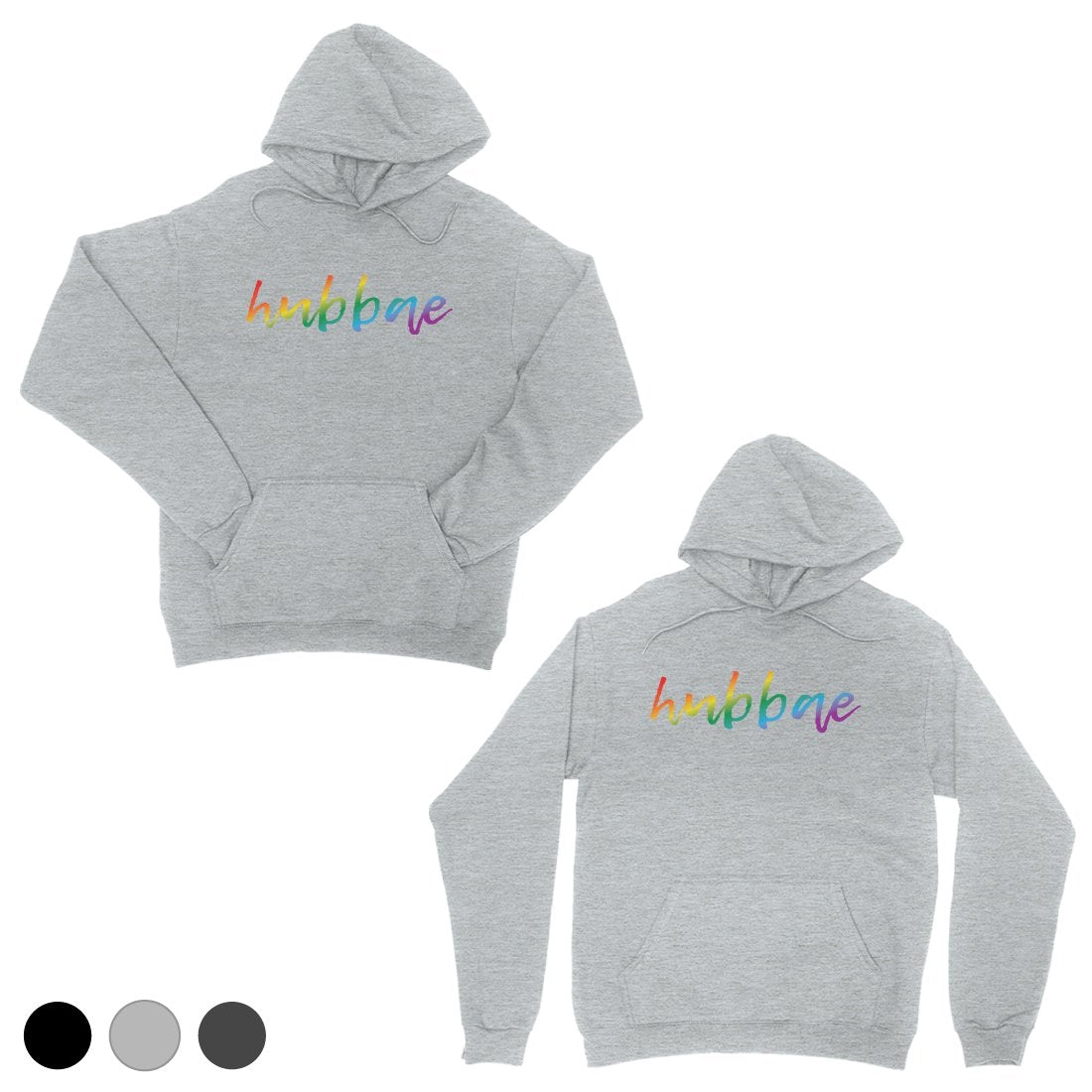 LGBT Hubbae Hubbae Rainbow Grey Matching Couple Hoodies