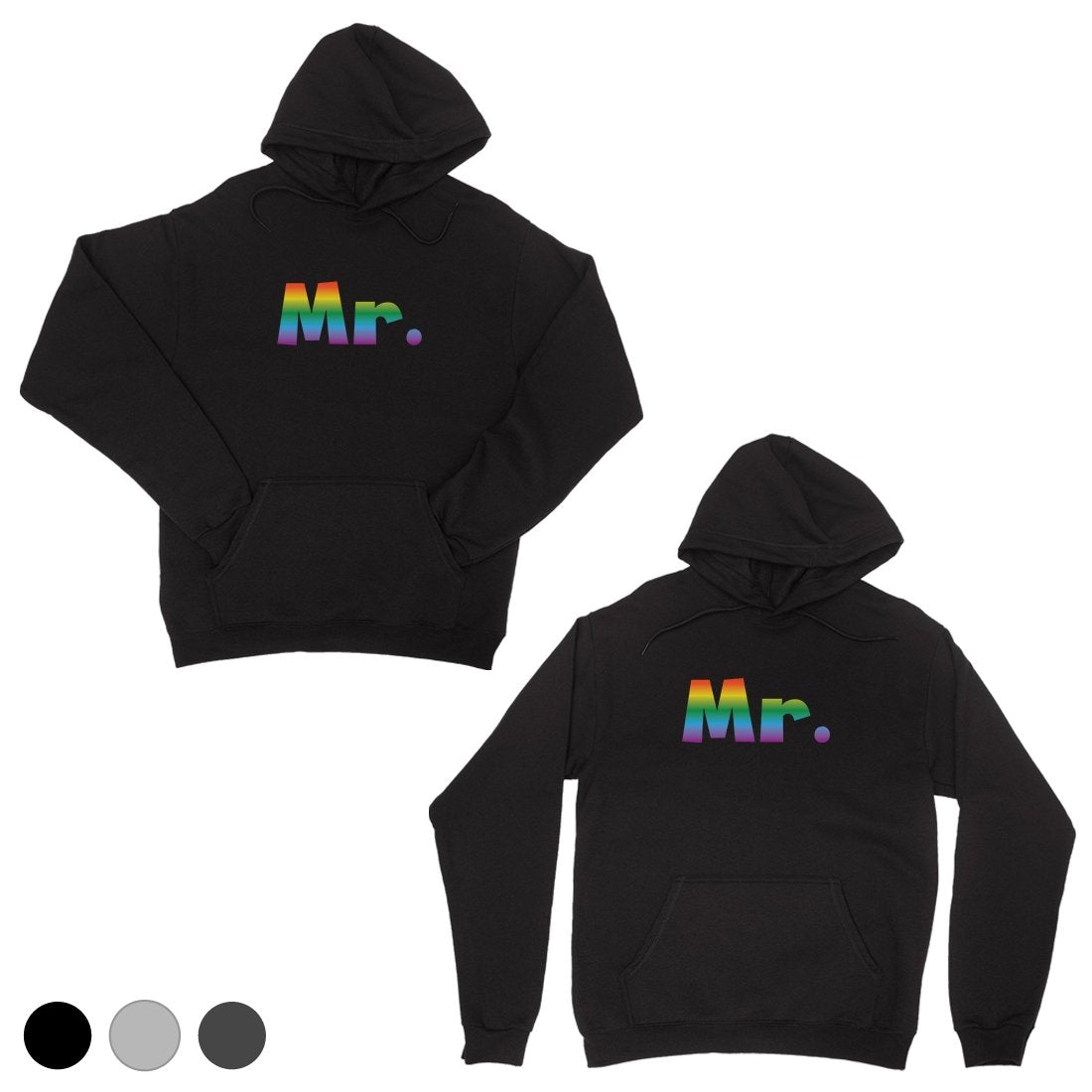 LGBT Mr. Mr. Rainbow Black Matching Couple Hoodies
