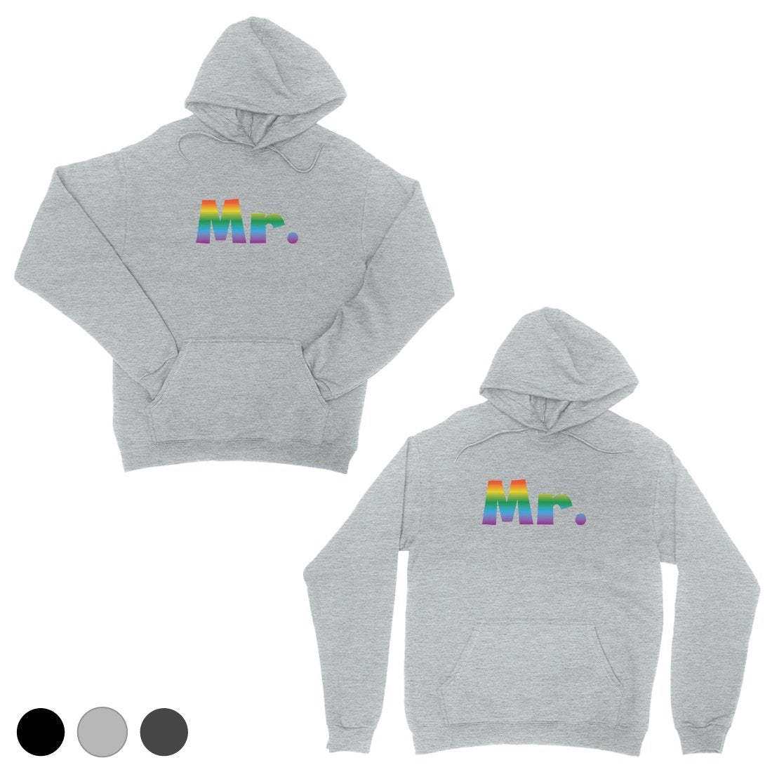 LGBT Mr. Mr. Rainbow Grey Matching Couple Hoodies