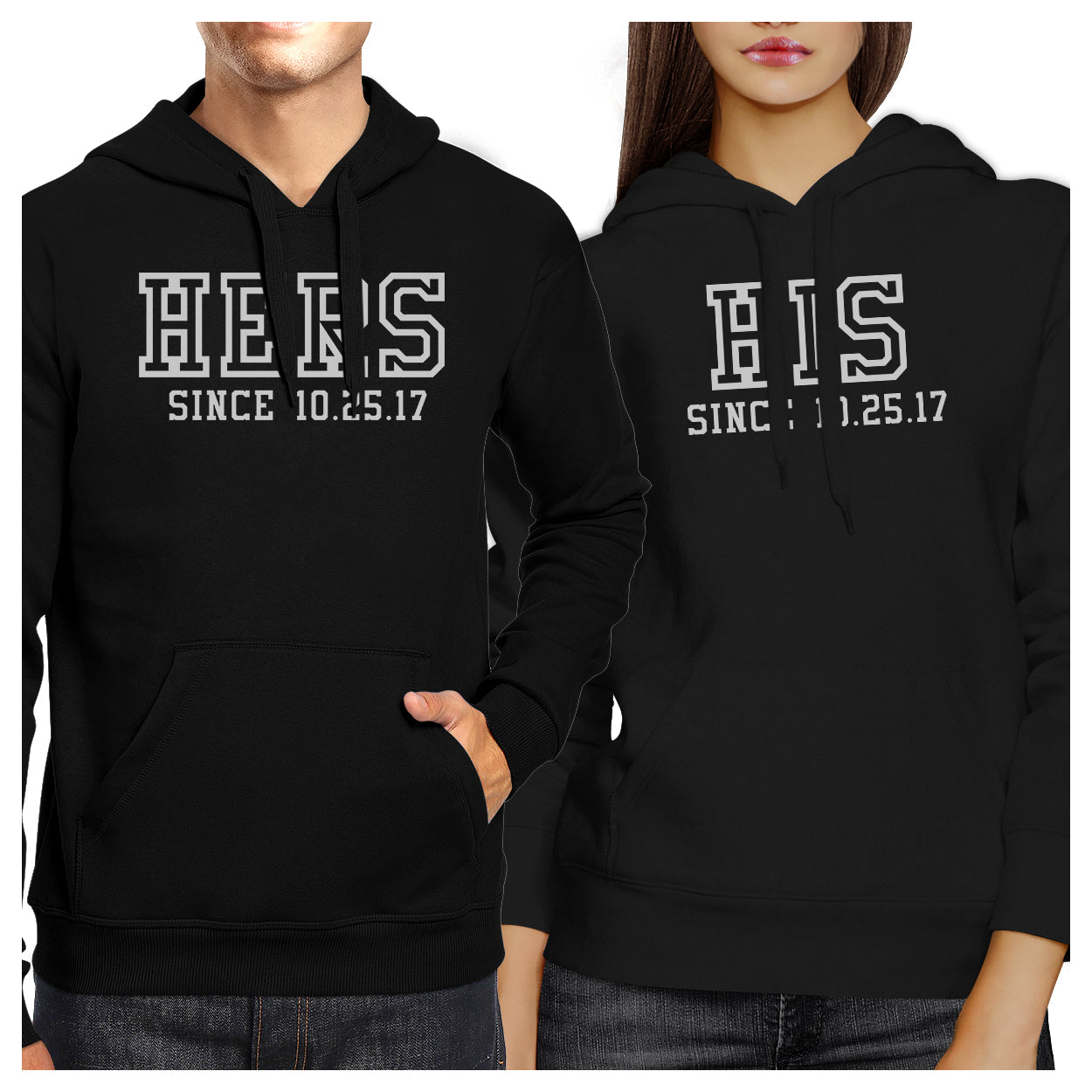 Hers And His Since Custom Matching Couple Black Hoodie