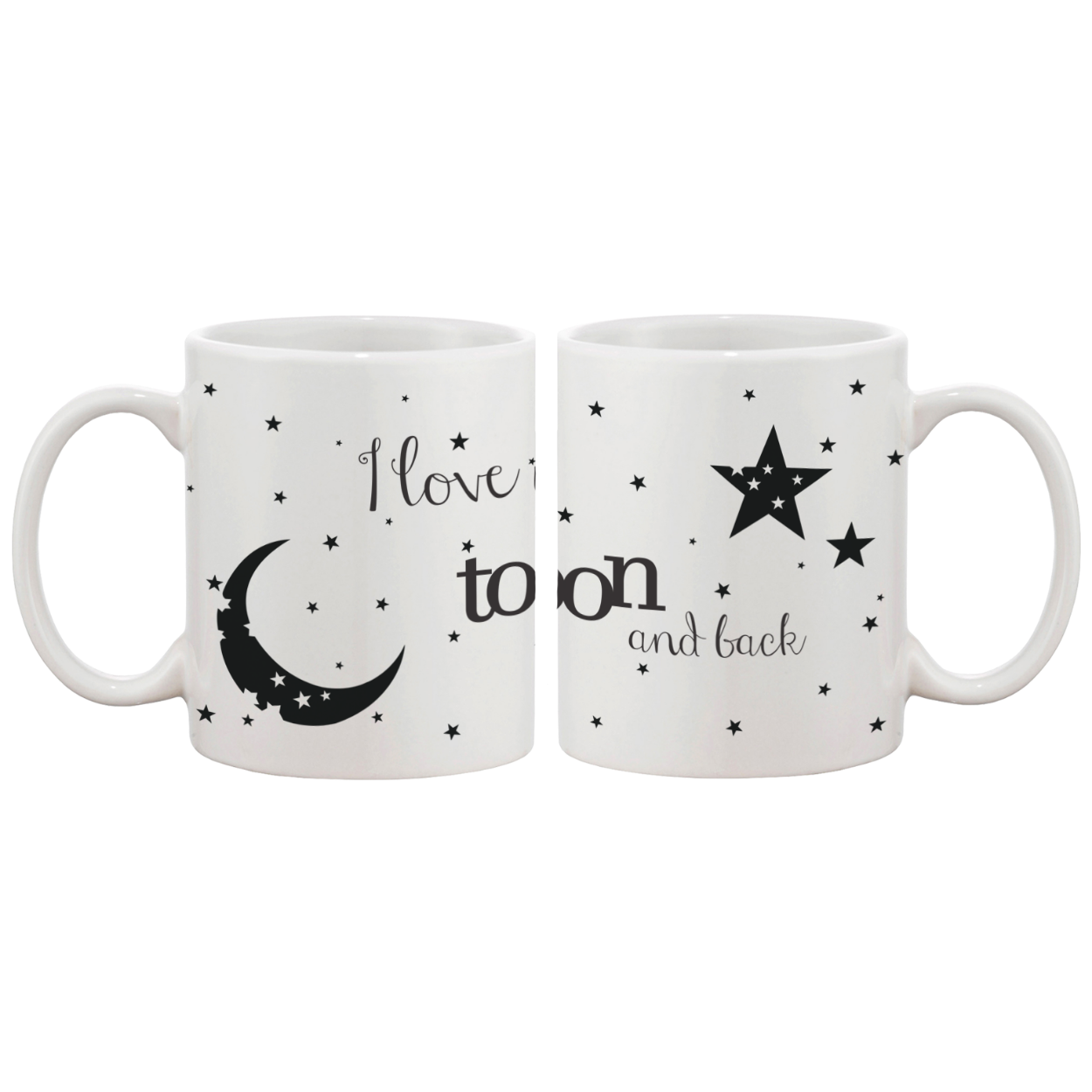 I Love You to the Moon and Back Couple Mugs - His and Hers Matching Cup White