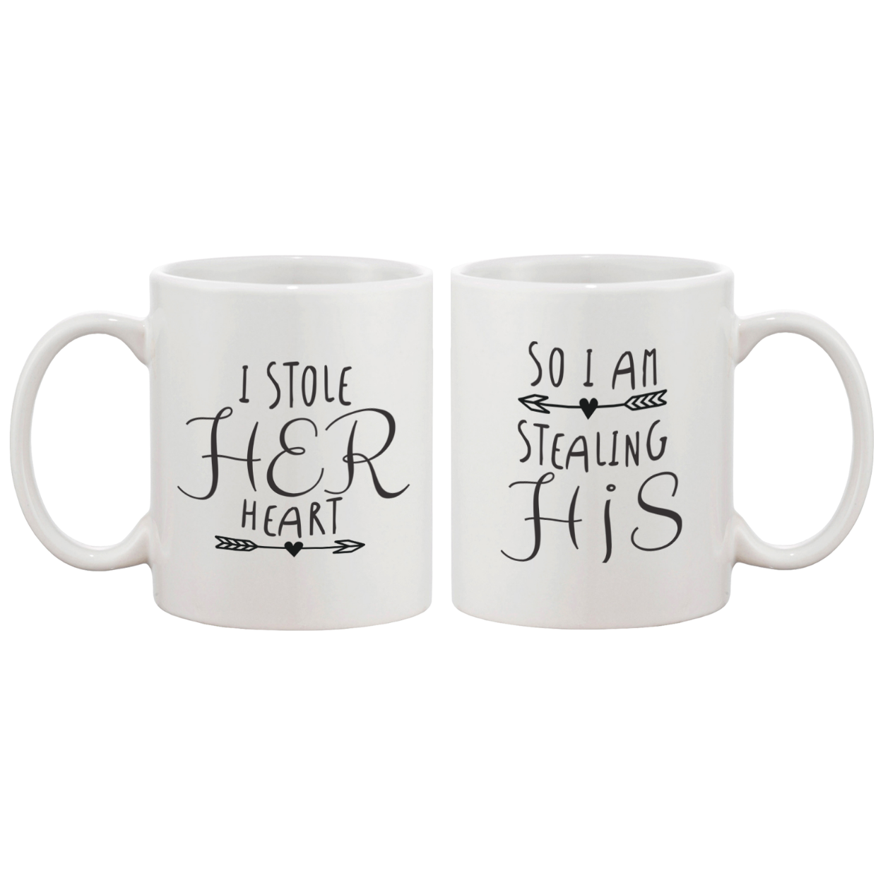 Stealing Hearts Matching Coffee Mugs -His and Hers Couple Coffee Mug Cup White