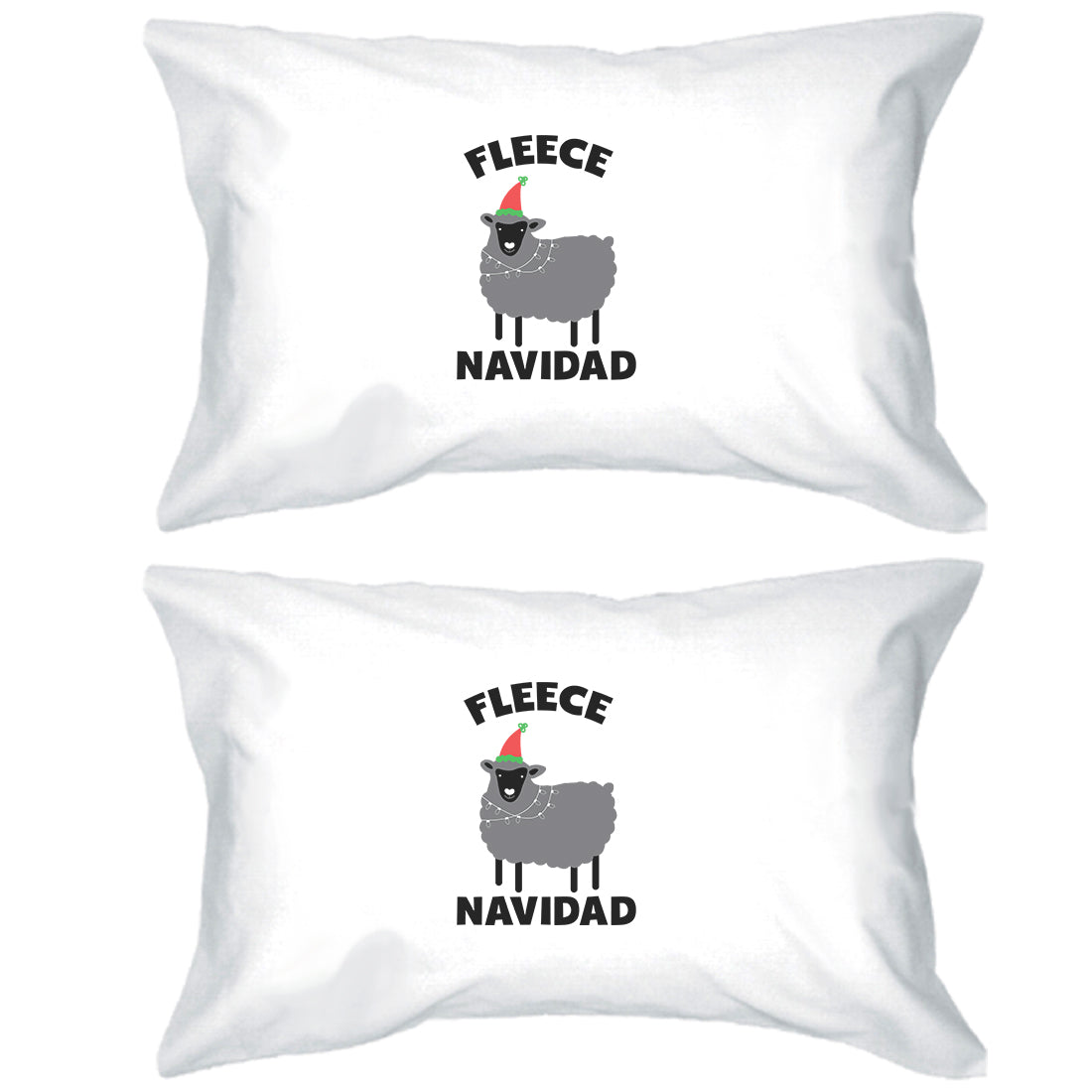 Fleece Navidad Pillowcases Standard Size Christmas Pillow Covers White