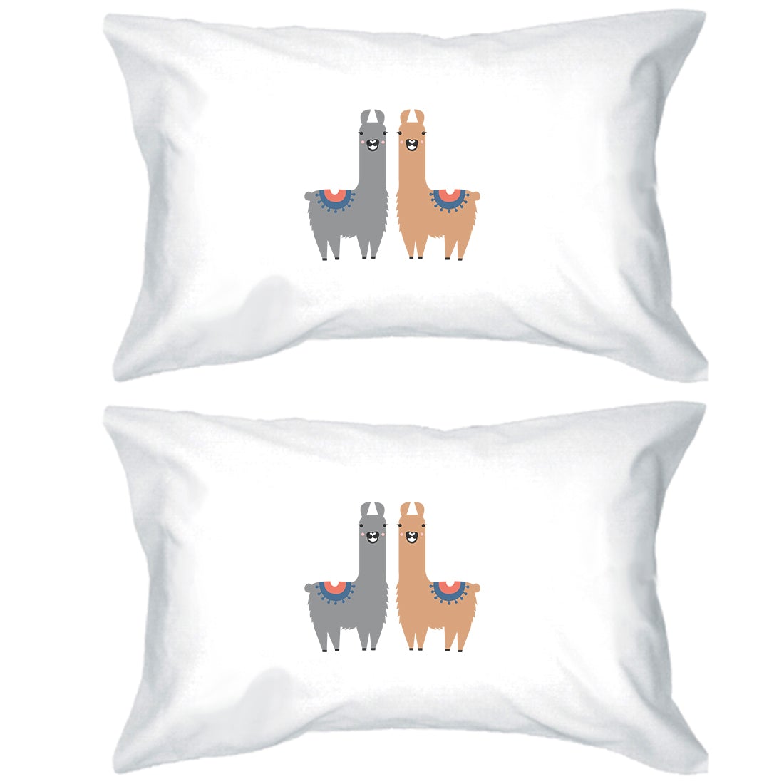 Llama Pattern Pillowcases Standard Size Decorative Pillow Covers White