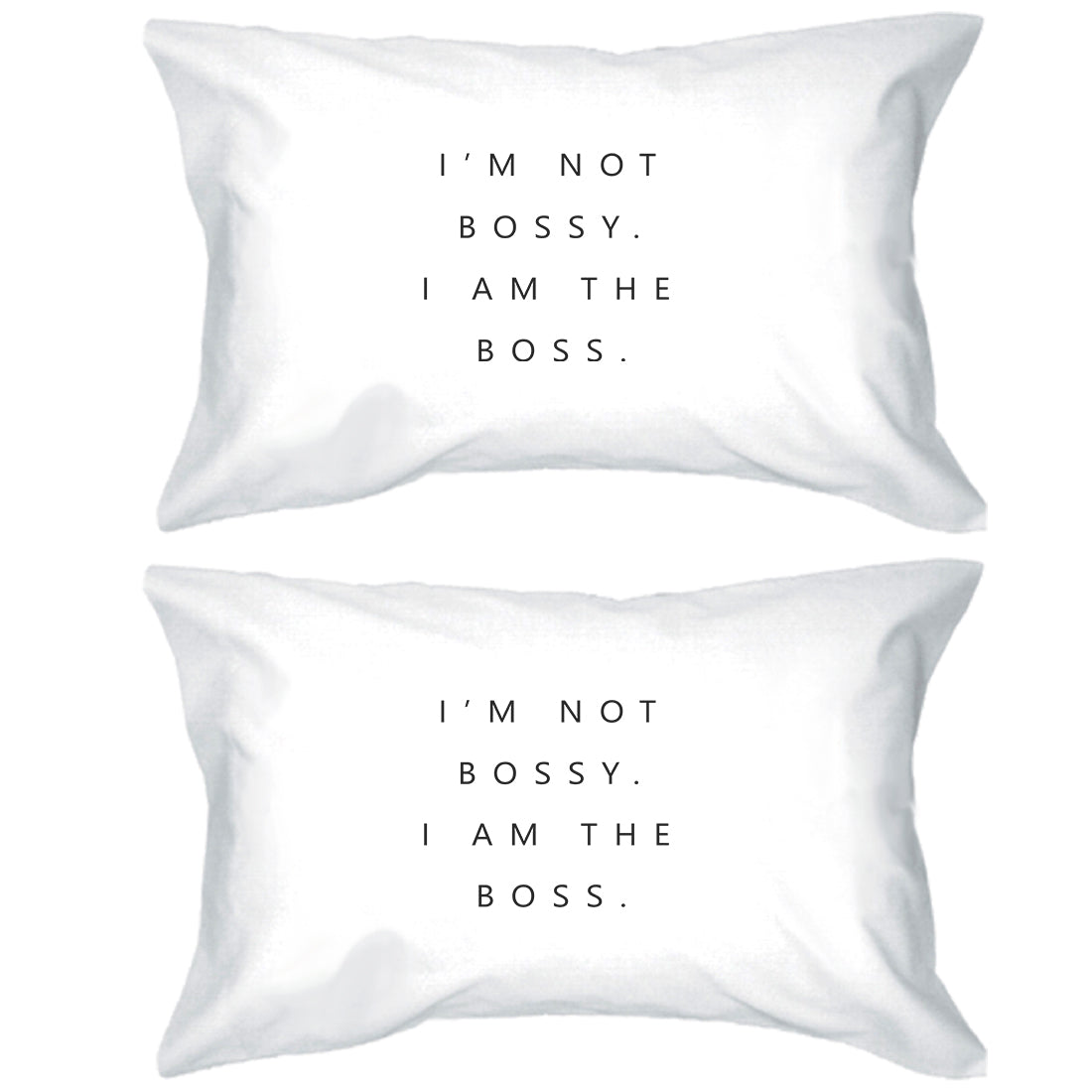 Bossy Boss Pillowcases Standard Size Pillow Covers Newlywed Gifts White