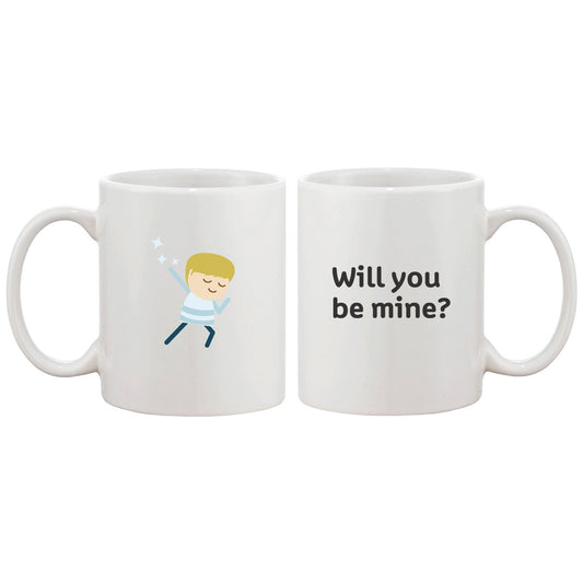 Will You Be Mine Matching Couple Mugs Great Gift Idea for Holiday White