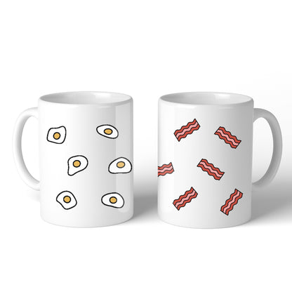 Fried Egg And Bacon Pattern Couple Mug Christmas Valentine Gifts White