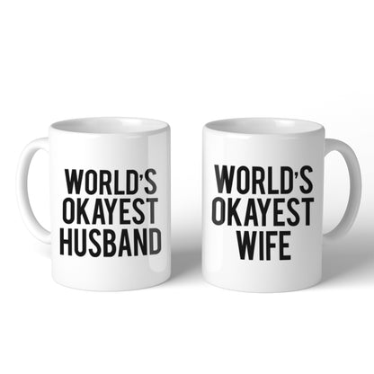 World's Okayest Wife And hunband Couple Mug Funny Anniversary Gifts White
