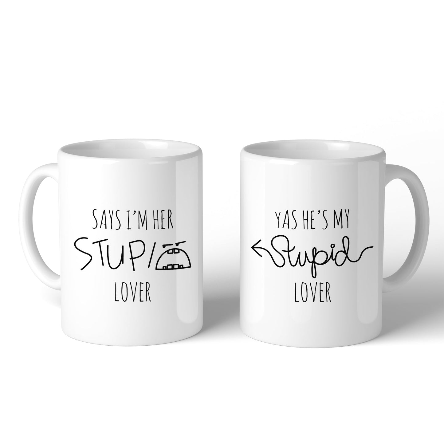 Her Stupid Lover And My Stupid Lover Matching Couple White Mugs