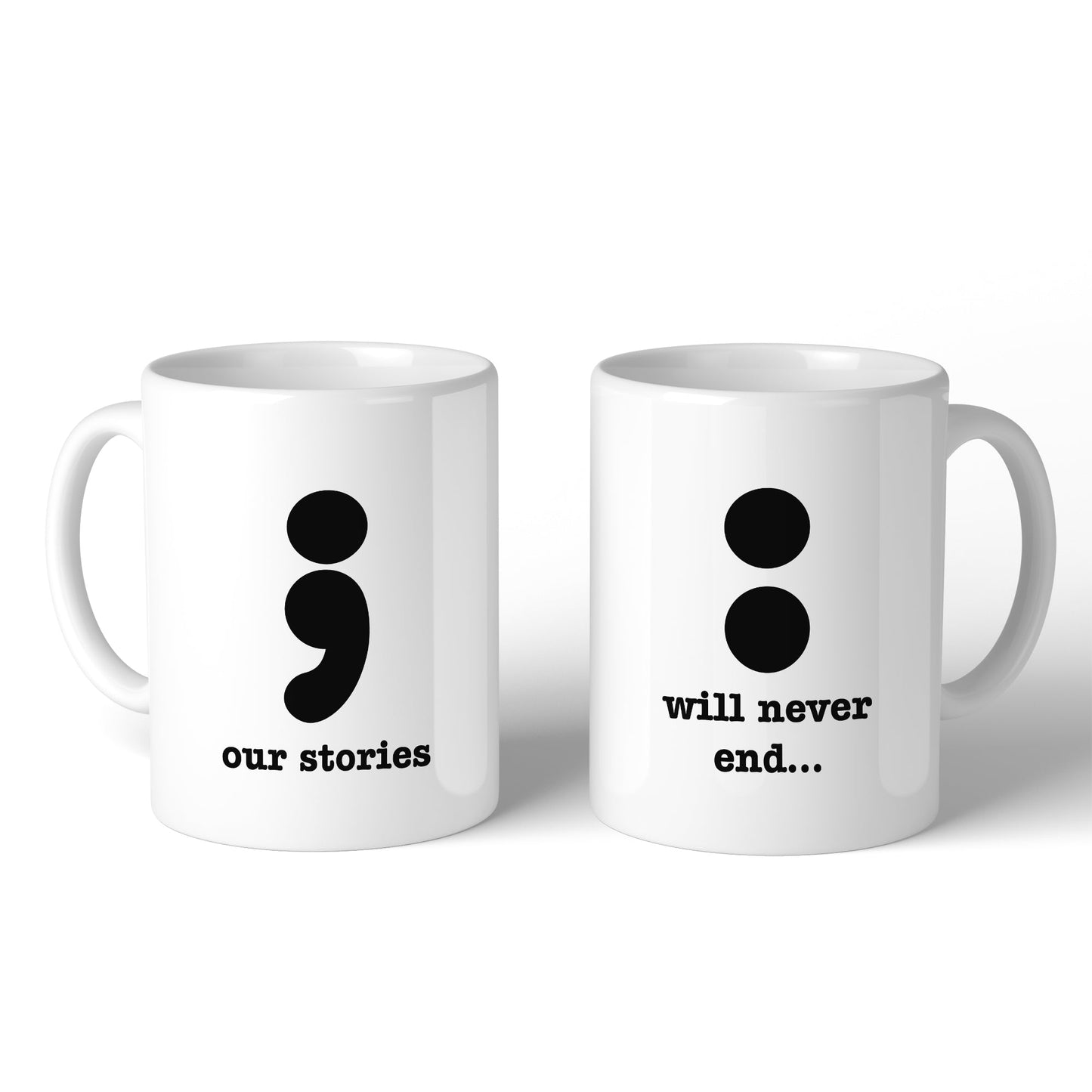 Our Stories Will Never End Matching Couple White Mugs