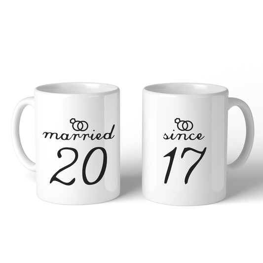 Married Since Custom Matching Couple White Mugs