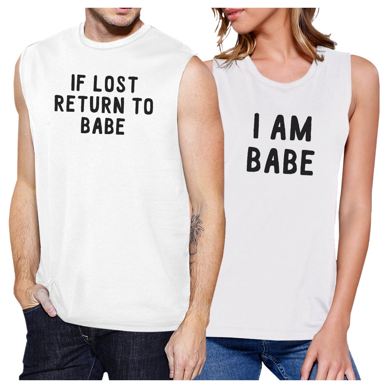 If Lost Return To Babe And I Am Babe Matching Couple White Muscle Top