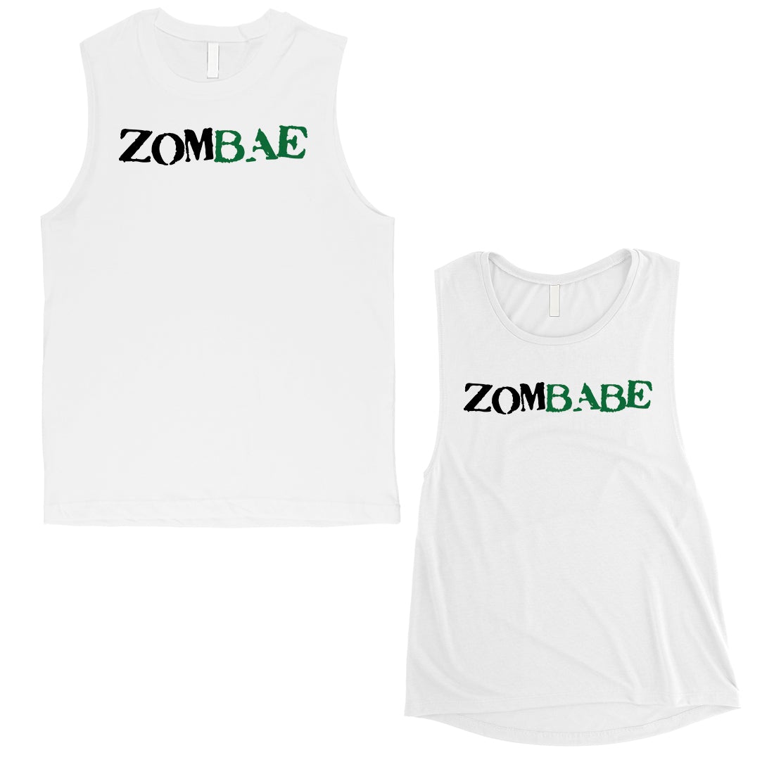 Zombae And Zombabe Couples Muscle Tank Tops White