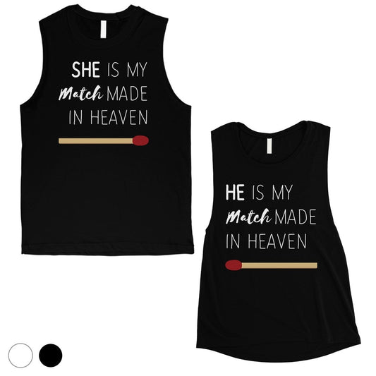 Match Made In Heaven Matching Muscle Shirts Cute Anniversary Gift Black