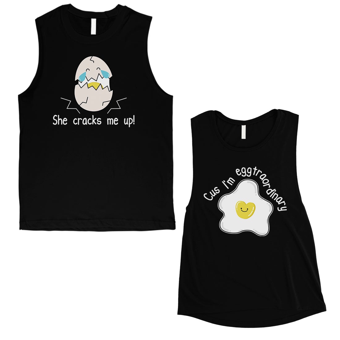 Egg Crack Eggtraordinary Matching Muscle Tank Tops Valentine's Day Black