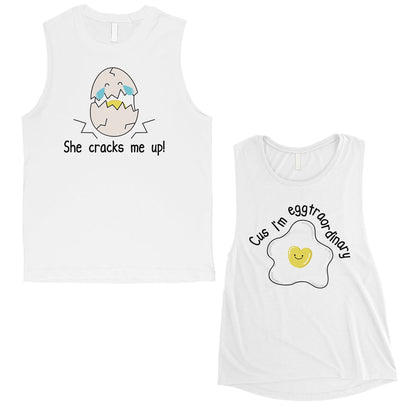Egg Crack Eggtraordinary Matching Muscle Tank Tops Valentine's Day White